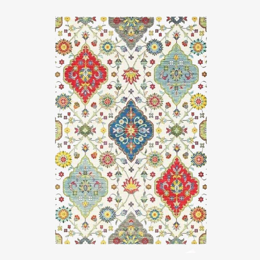 Tapis persan rectangle au style dirouz K