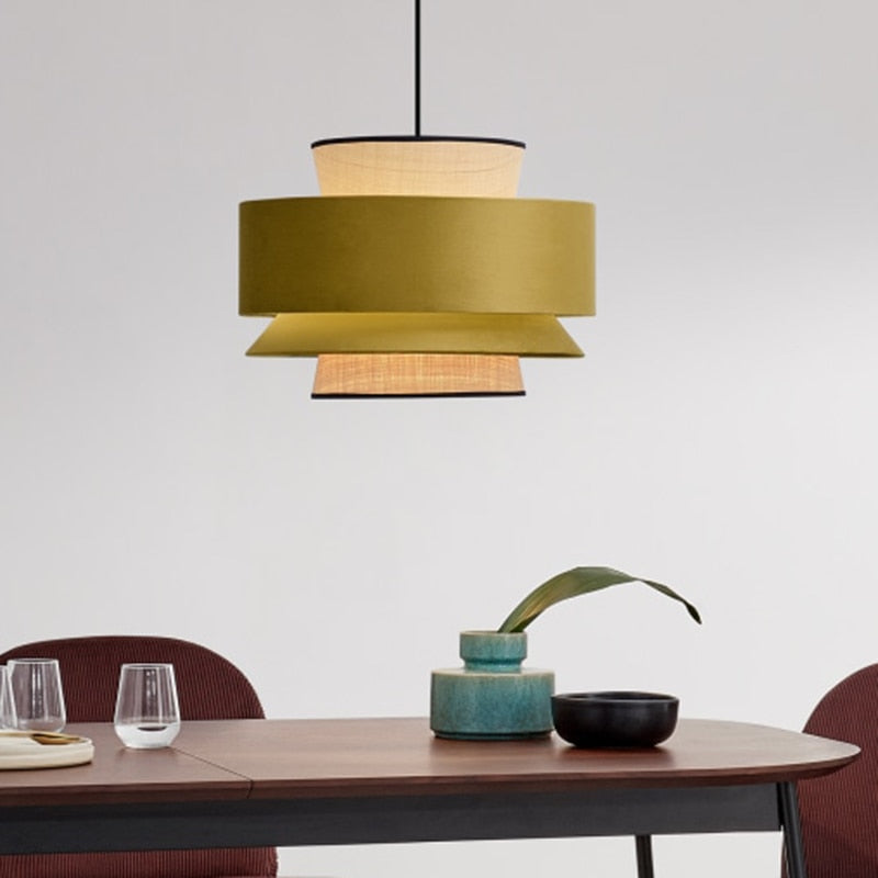 Suspension moderne avec abat-jour multiple en tissus Bria - vue 3 sur 5