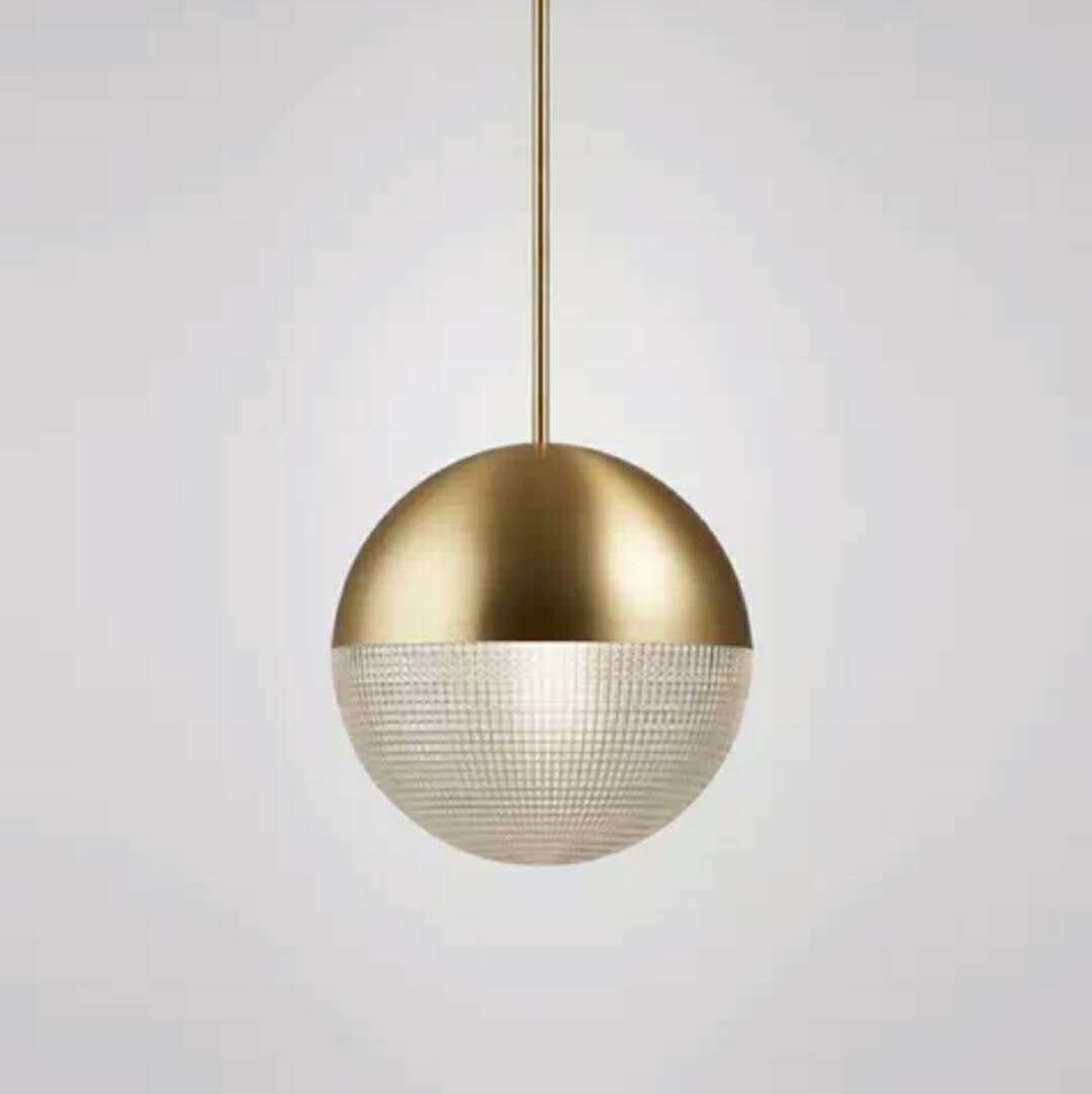 Suspension en verre et métal en forme de boule Reed - vue 6 sur 6