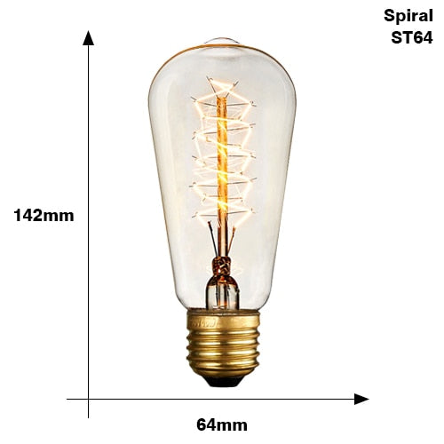 Ampoule conique à incandescence filament spiral vintage 40W Edison - vue 3 sur 3