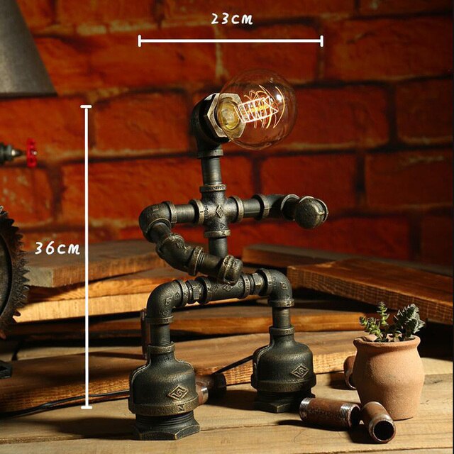 Lampe à poser industrielle LED figure robotique métallique Nile - vue 13 sur 15