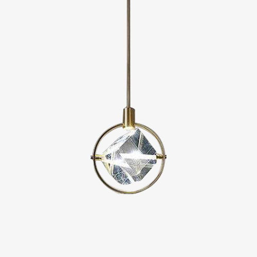 Suspension LED design avec rond doré et cristal de verre Luxury