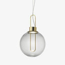 Suspension design boule de verre et socle chromé