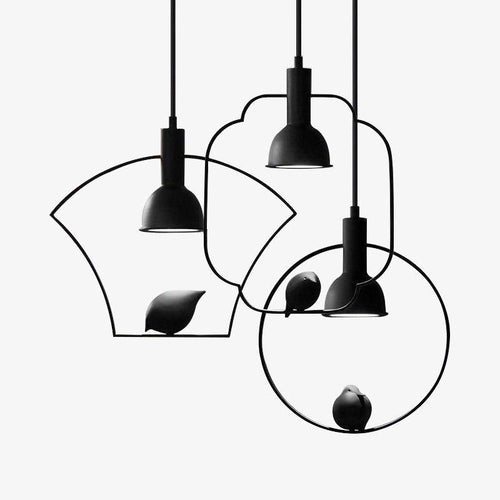 Suspension industrielle avec oiseau perché Bird