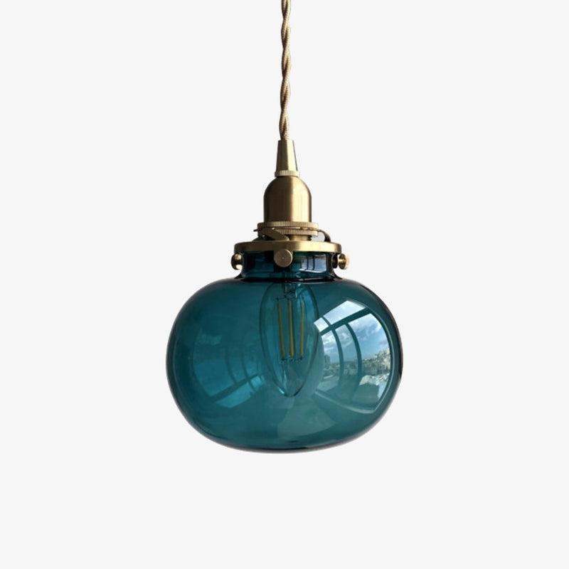 Suspension boule ovale en verre fumé coloré Brass