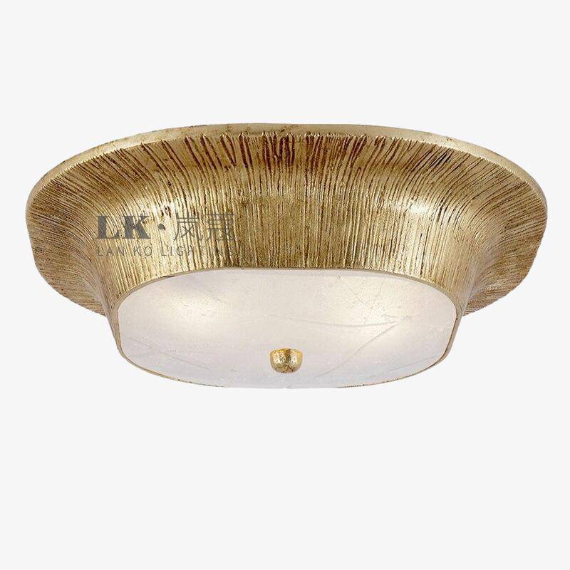Plafonnier design LED en métal doré style rétro
