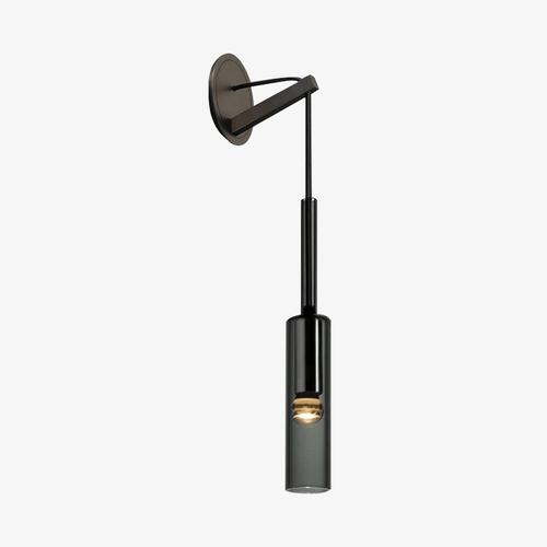 Applique design avec lampe cylindrique en verre fumé suspendue Loft - vue 2 sur 11