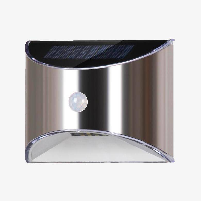 Applique extérieur solaire à LED chromée arrondie (lot de 2) - vue 2 sur 4