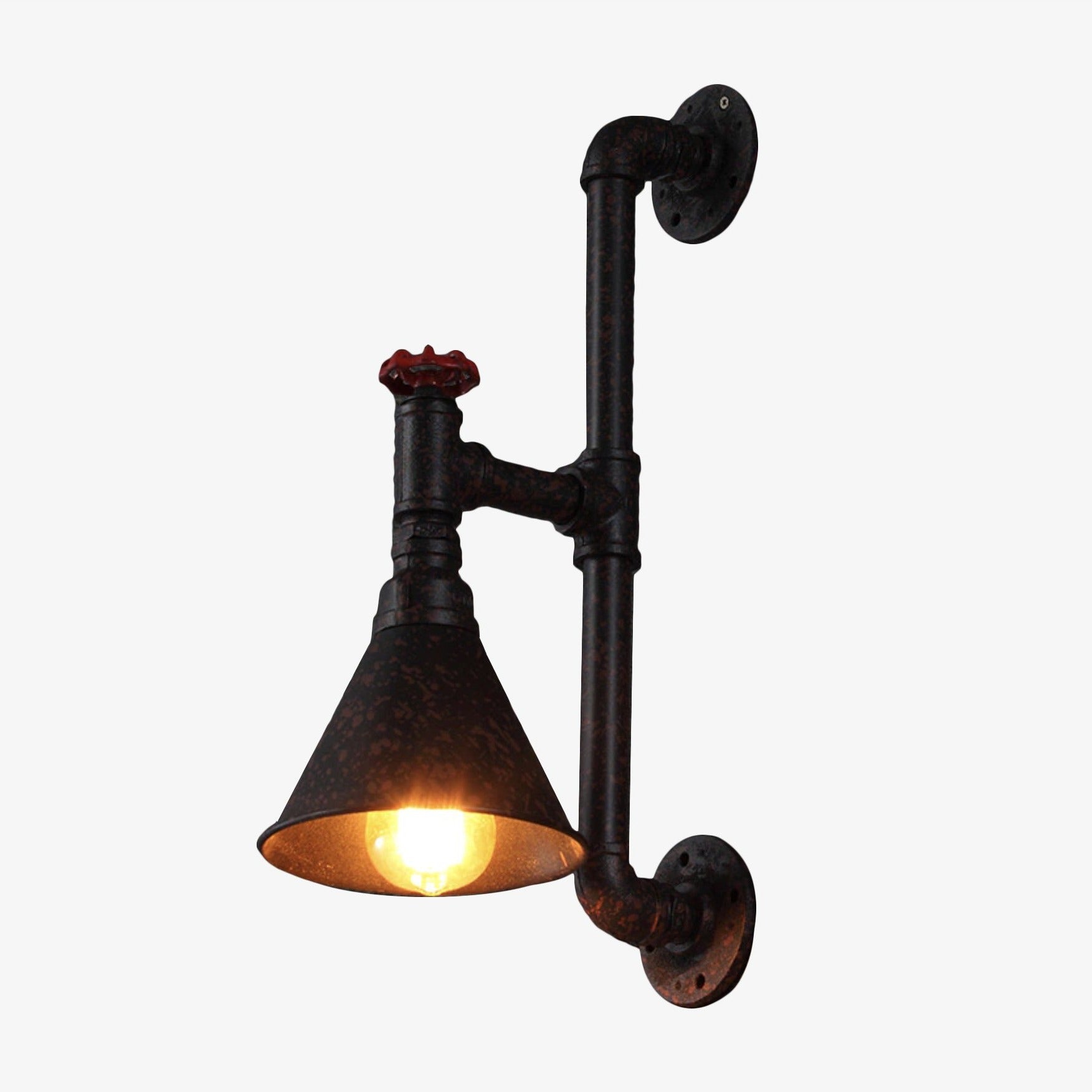 Applique murale industrielle LED en métal noir et rouge Pekoso