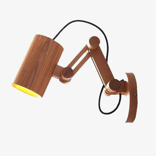 Applique murale LED ajustable en bois avec spot