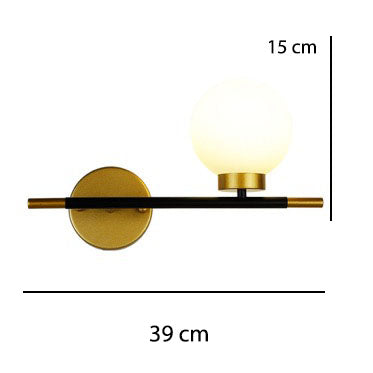 Applique murale LED design avec barres en métal boules en verre - vue 7 sur 8