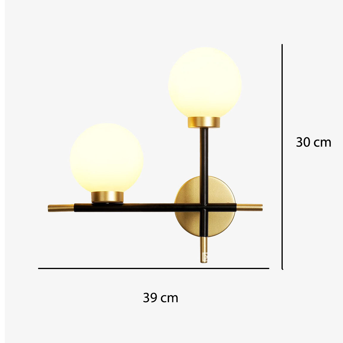 Applique murale LED design avec barres en métal boules en verre - vue 8 sur 8