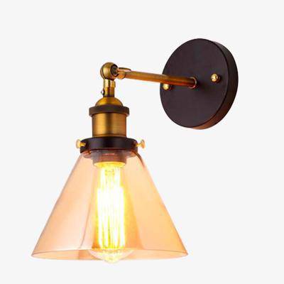 Applique murale LED vintage rustique en verre et doré