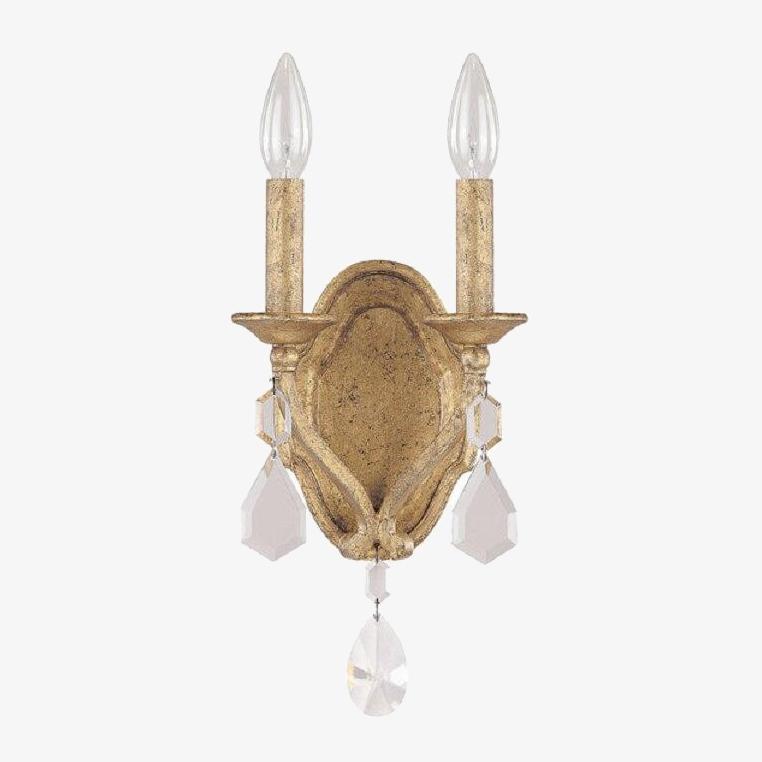 Applique murale vintage en forme de bougie en cristal Lopiane