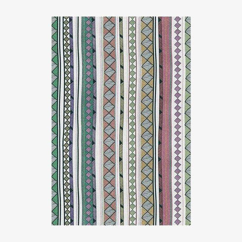 Tapis rectangle aux formes géométriques verts style Keecy