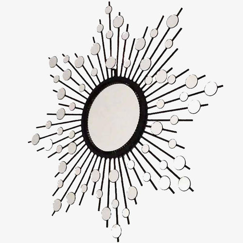 Grand miroir mural décoratif soleil rond Sun