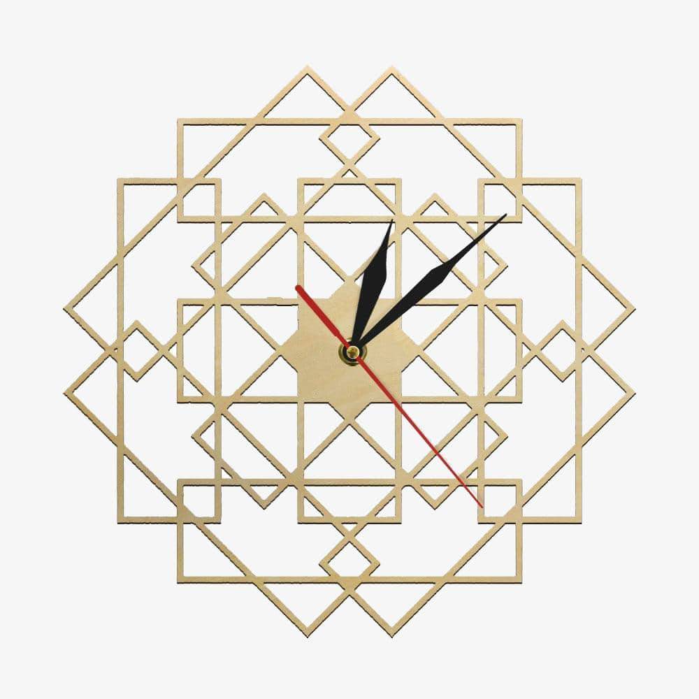 Horloge murale en bois avec rectangles superposés 30cm Mandala