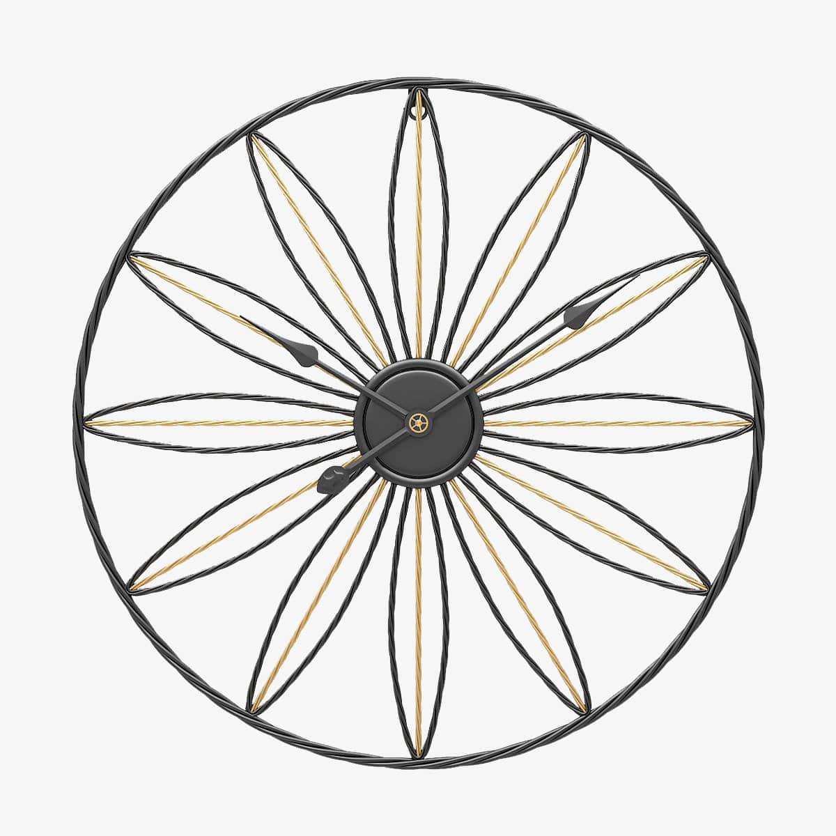 Horloge murale ronde avec rosace en métal rétro Hollow