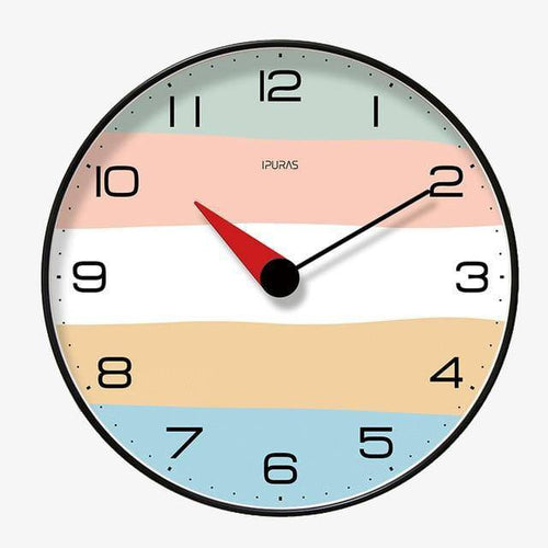 Horloge murale ronde bandes de couleurs Rato