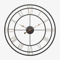 Horloge murale ronde en métal avec chiffres romains 50cm European