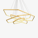 Lustre design LED avec anneaux dorés au style géométrique Luxury