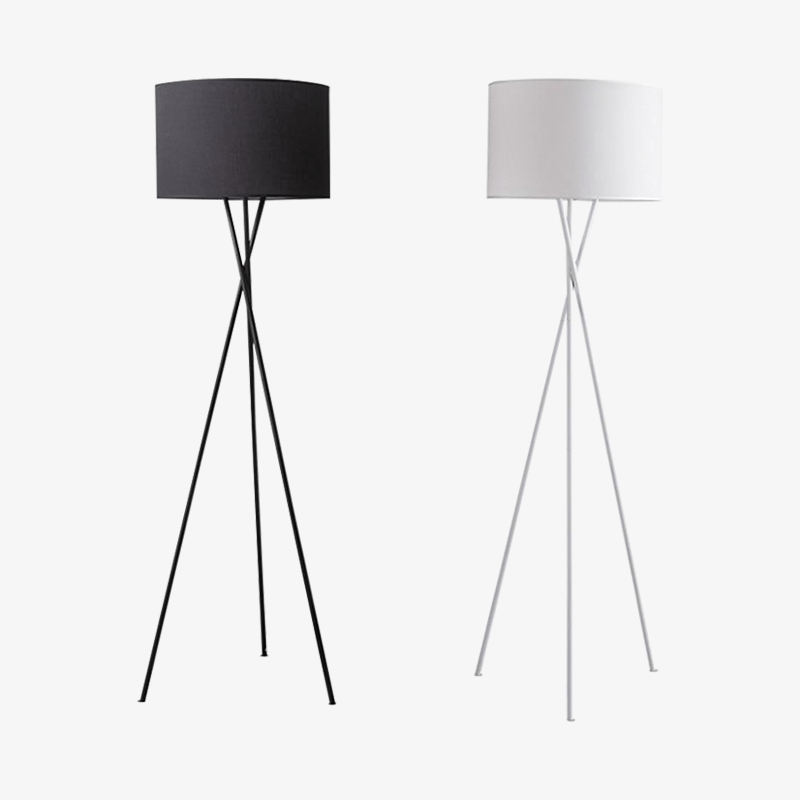 Lampadaire design LED tripod avec abat-jour en tissu noir ou blanc - vue 7 sur 7