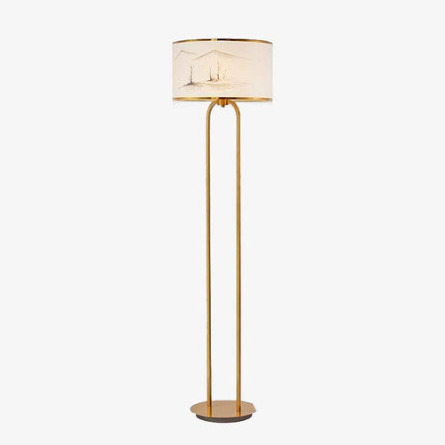 Lampadaire moderne doré avec abat-jour dessiné Japanese
