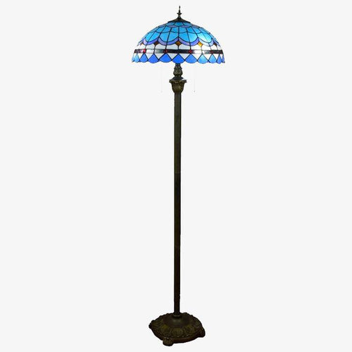 Lampadaire tiffany en verre vitrail bleu Mediterranean - vue 2 sur 4
