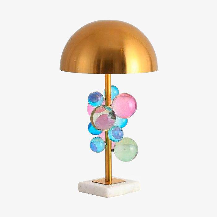 Lampe à poser base marbre et abat-jour métal Ball - vue 2 sur 7