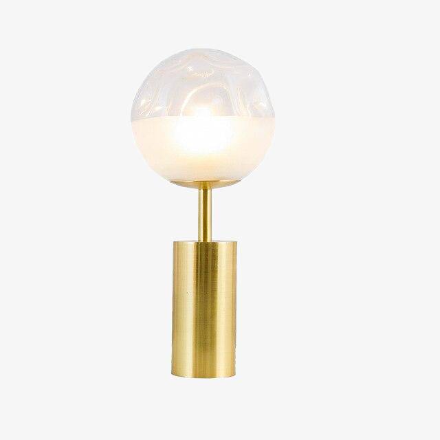 Lampe à poser design LED avec cylindre doré et verre déformé Rui - vue 2 sur 6