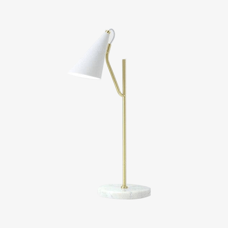 Lampe à poser design LED en marbre avec tube dorée - vue 2 sur 6