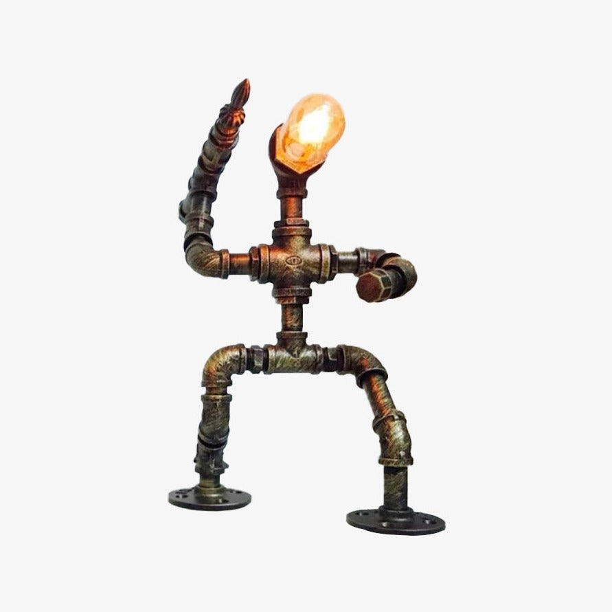 Lampe à poser industrielle LED figure robotique métallique Nile - vue 2 sur 15