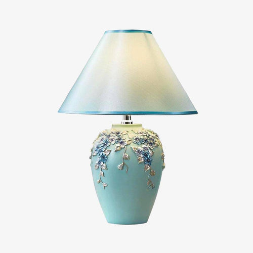 Lampe de chevet à poser avec abat-jour et base fleuri colorée - vue 2 sur 12