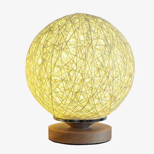 Lampe de chevet boule en bois