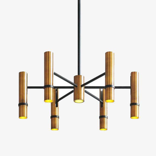 Lustre design à spots tube dorés - vue 2 sur 10
