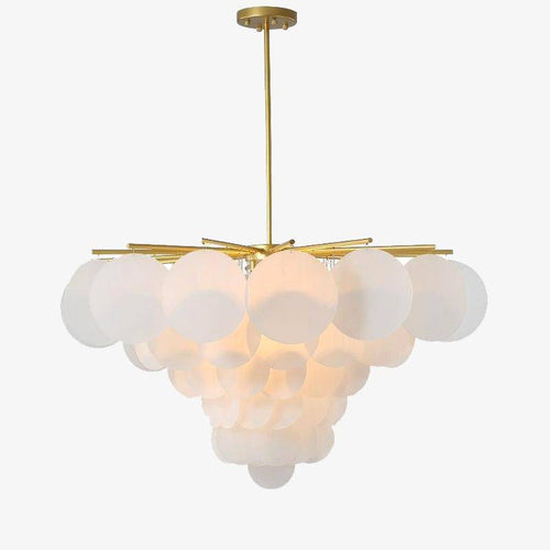 Lustre design avec branches dorées et boules en verre - vue 2 sur 7