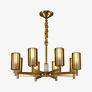 Lustre design LED en métal avec plusieurs abat-jours dorés Luxury