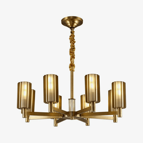 Lustre design LED en métal avec plusieurs abat-jours dorés Luxury - vue 2 sur 8