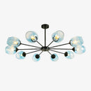 Lustre design LED en métal avec plusieurs abat-jours en verre coloré