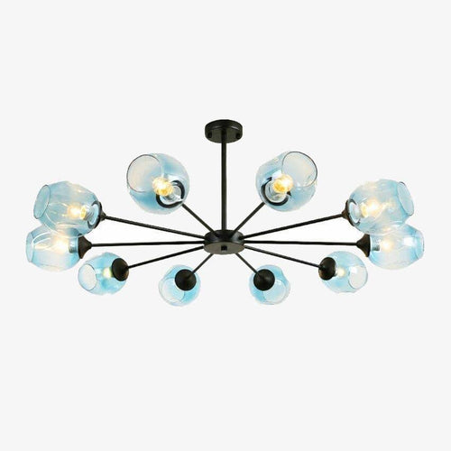Lustre design LED en métal avec plusieurs abat-jours en verre coloré - vue 2 sur 4