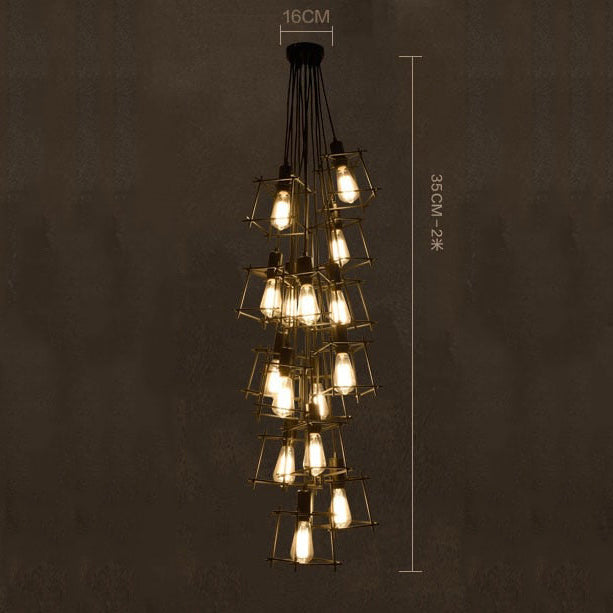 Lustre industrielle avec lampes cubiques suspendues Onigun - vue 7 sur 6