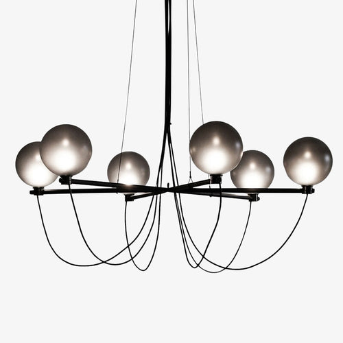 Lustre moderne avec globes en verre gris fumé Lujan