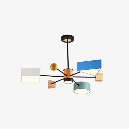 Lustre moderne LED avec abat-jour géométrique coloré Fresia