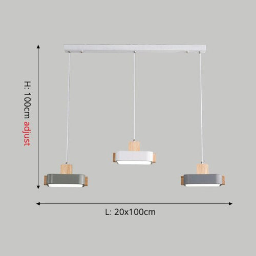 Lustre scandinave LED avec abat-jour en bois Ainhara - vue 9 sur 8