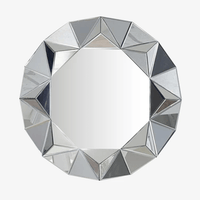 Miroir mural décoratif rond biseauté triangles Decorative