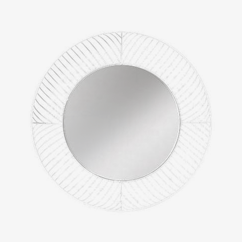Miroir mural décoratif rond en métal blanc Lattice