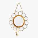 Miroir mural décoratif suspendu rond fleur jaune Nordic