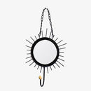 Miroir mural décoratif suspendu rond soleil noir Nordic
