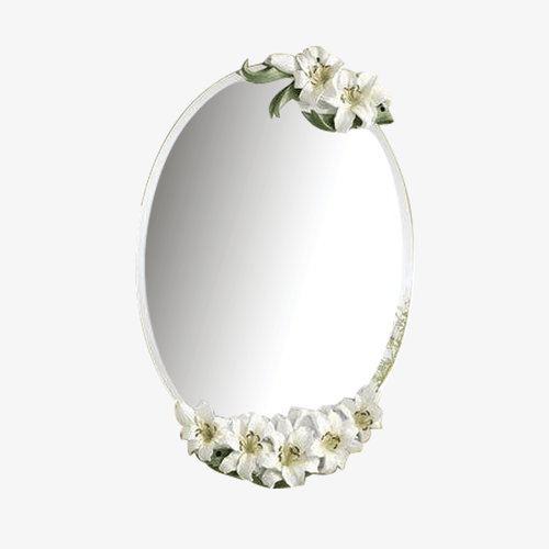Miroir mural ovale à fleurs Lilies