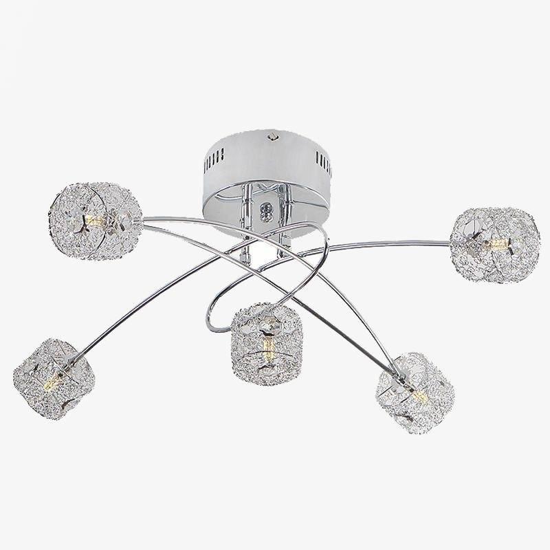 Plafonnier chromé et cristal en aluminium